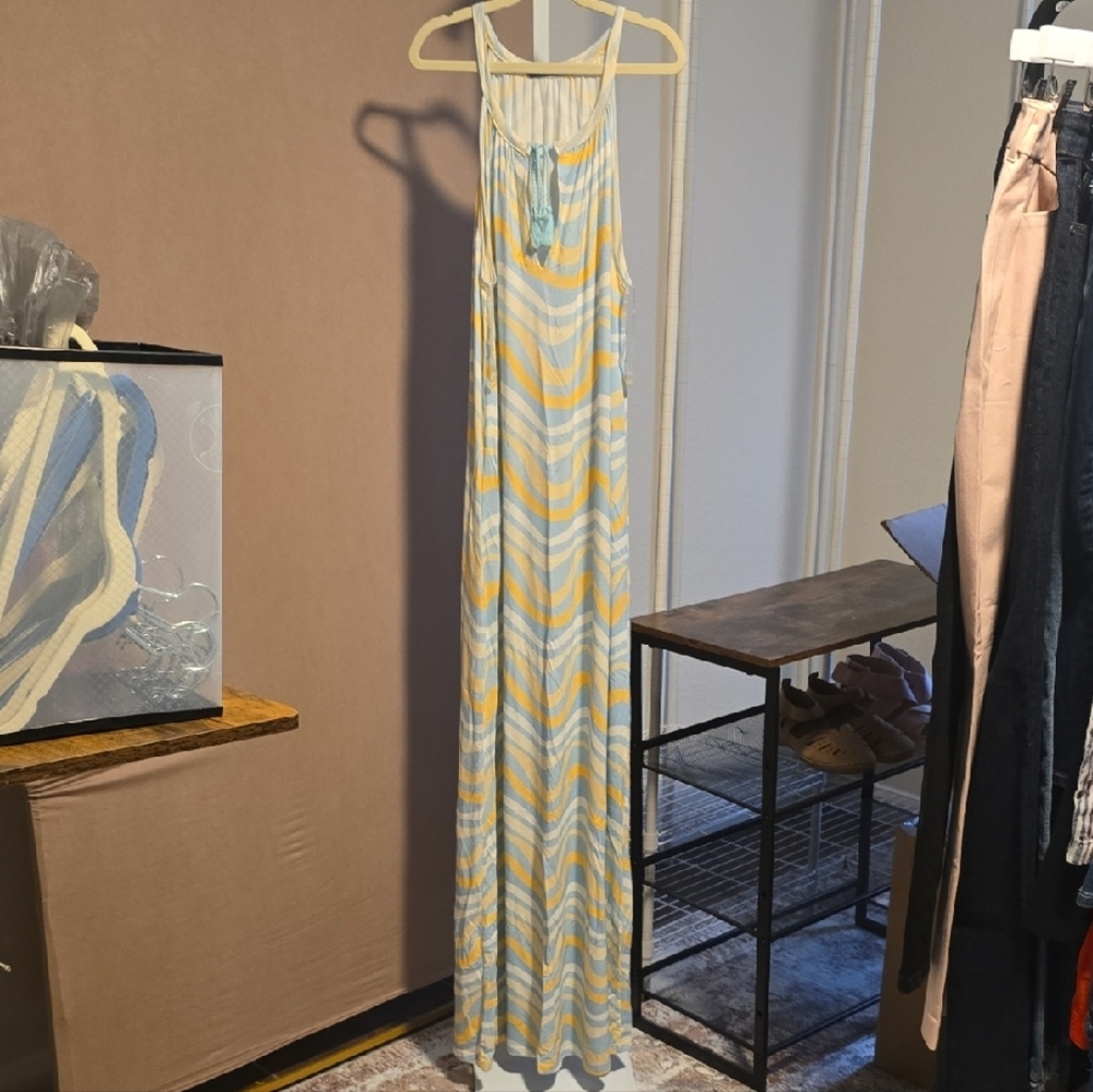 Yellow and Blue Maxi Dress - Picture 1 of 5